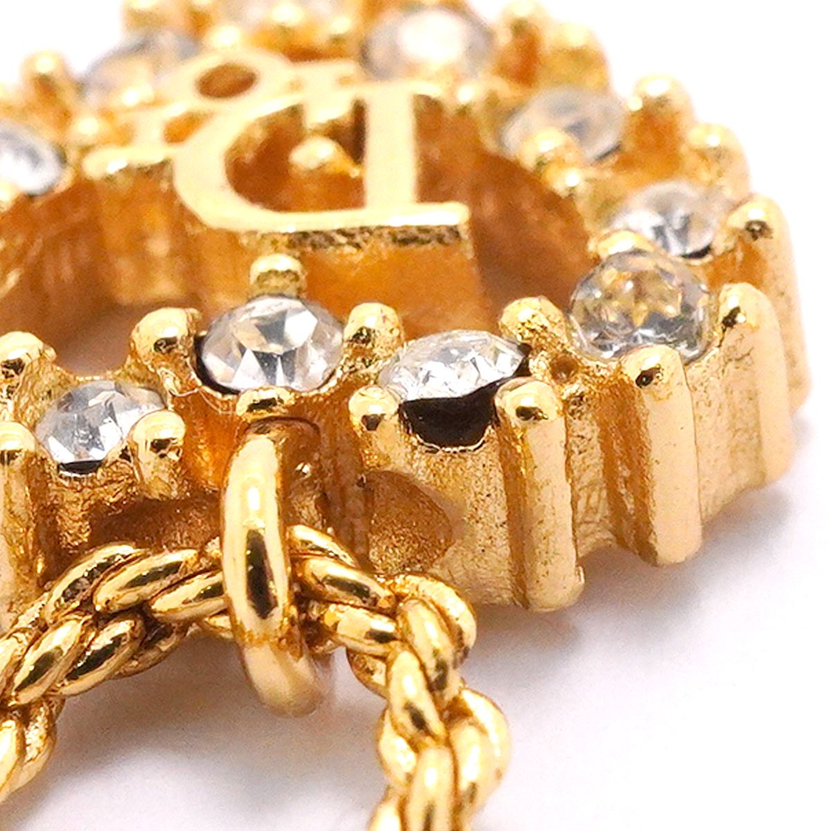 Dior Necklace Logo Heart Motif Gold Plated Rhinestone — view 8