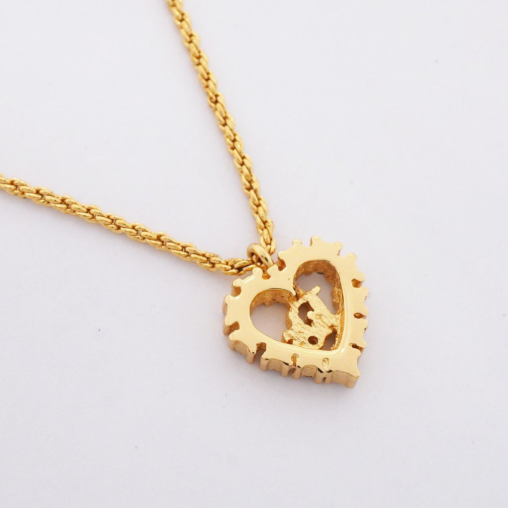 Dior Necklace Logo Heart Motif Gold Plated Rhinestone — view 2