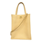 Chanel Handbag Lambskin Beige Gold 2-Way Bag