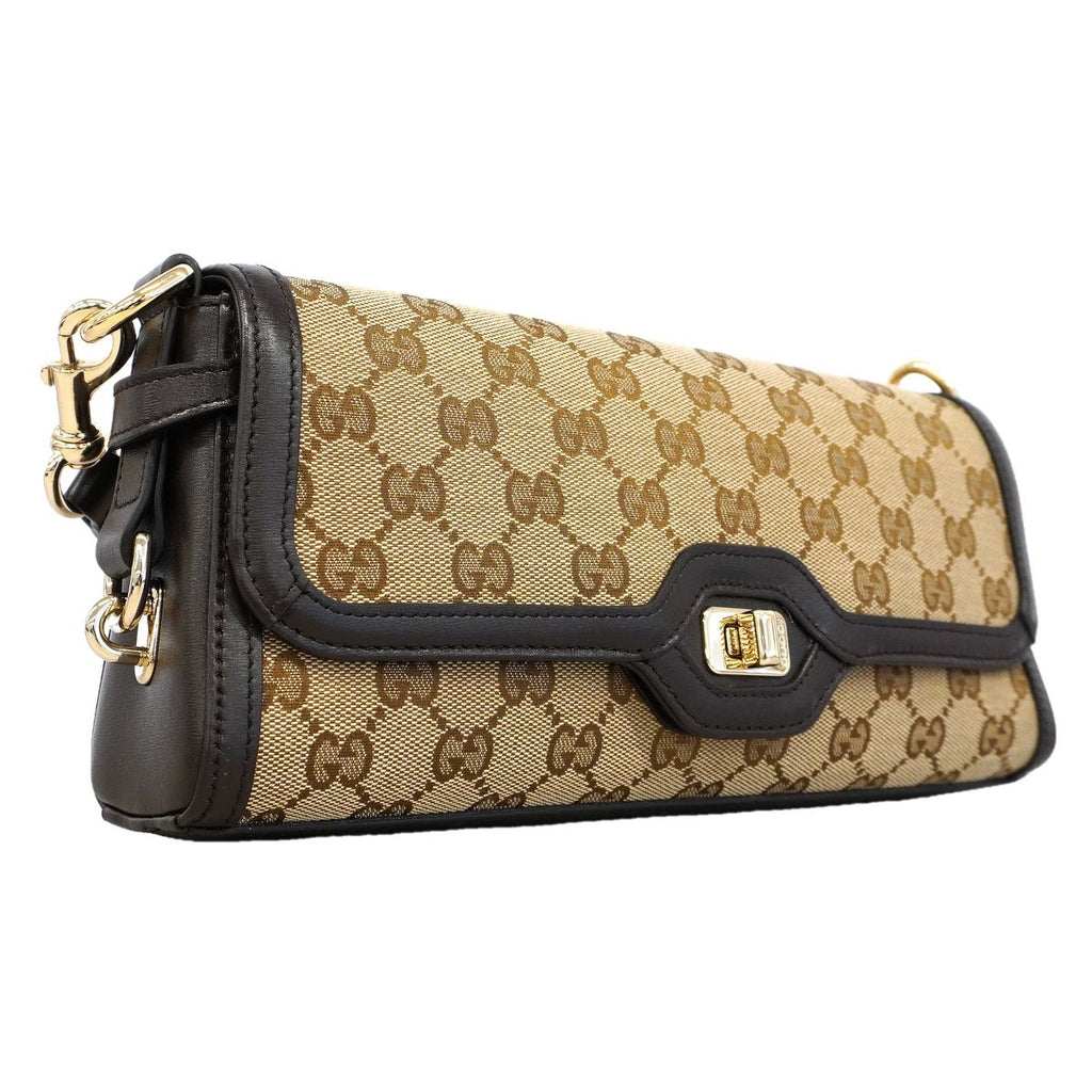 Gucci Shoulder Bag GG Canvas Luce Brown Champagne Gold — view 2