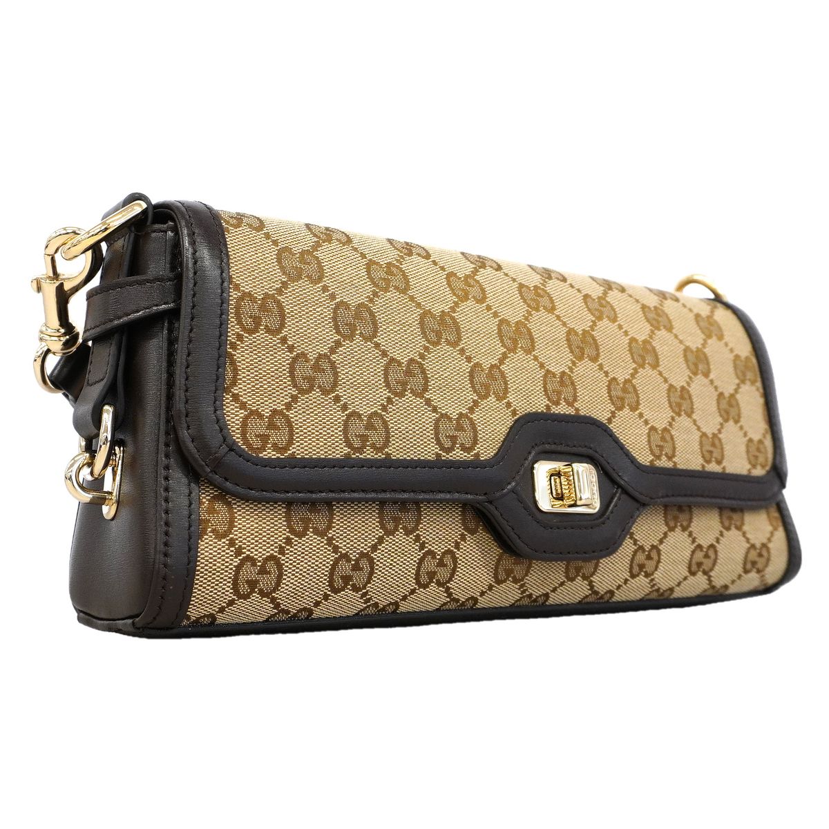 Gucci Shoulder Bag GG Canvas Luce Brown Champagne Gold — view 2