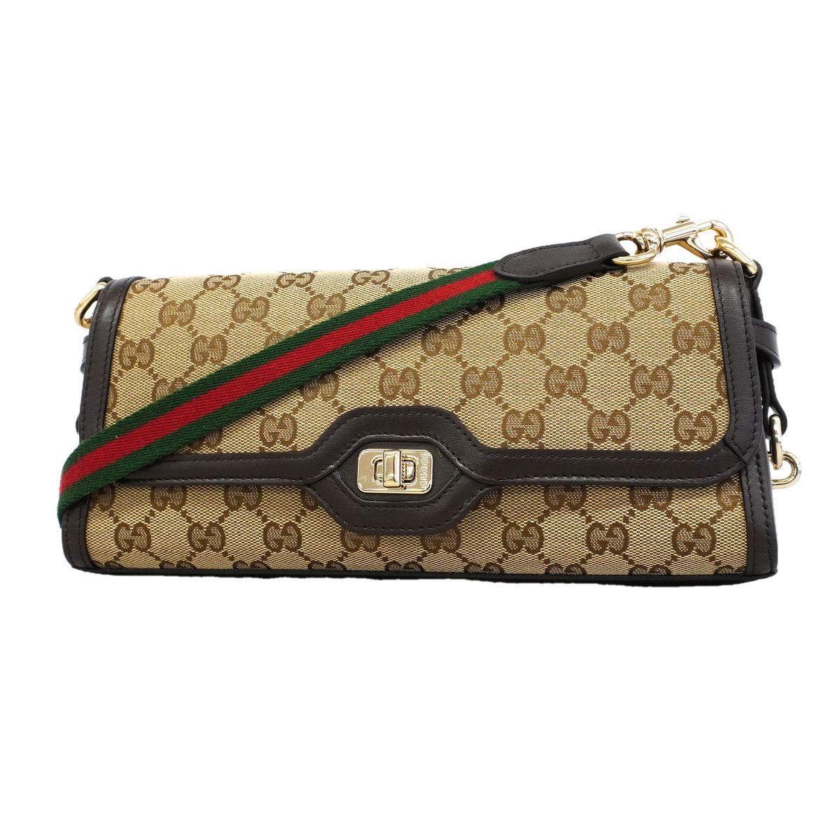 Gucci Shoulder Bag GG Canvas Luce Brown Champagne Gold