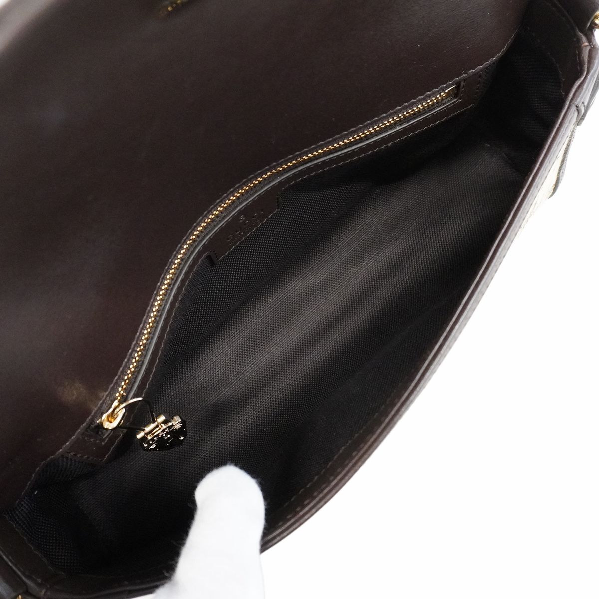 Gucci Shoulder Bag GG Canvas Luce Brown Champagne Gold — view 4