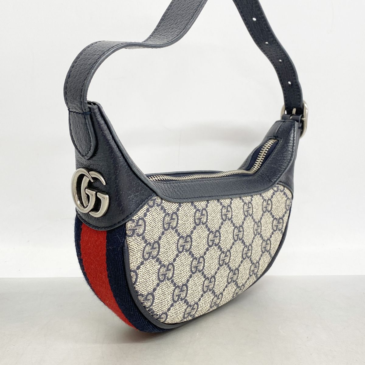 Gucci Shoulder Bag Ophidia Navy Beige Silver — view 2
