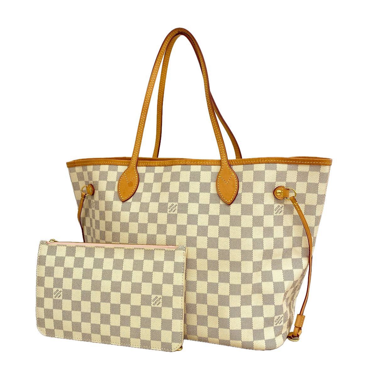 Louis Vuitton Tote Bag Damier Azur Neverfull MM White Rose Ballerine