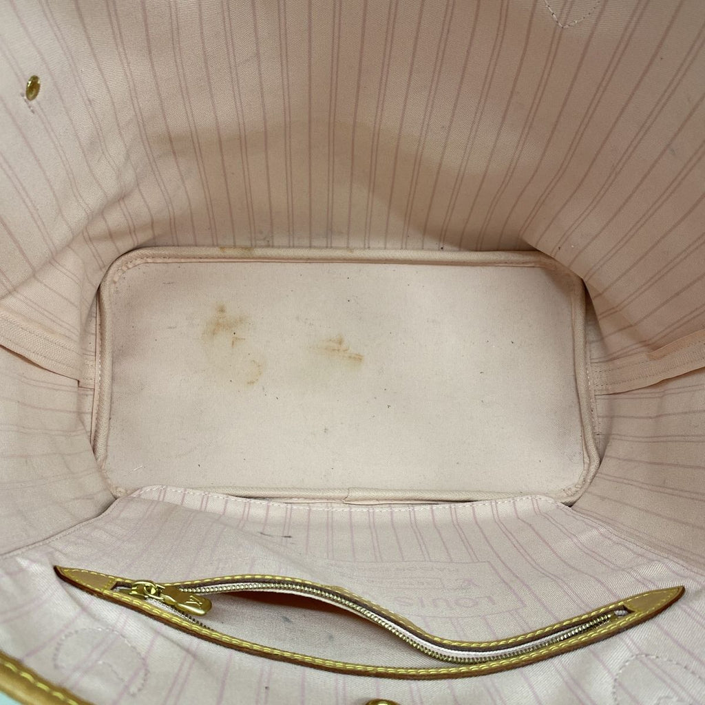 Louis Vuitton Tote Bag Damier Azur Neverfull MM White Rose Ballerine — view 4