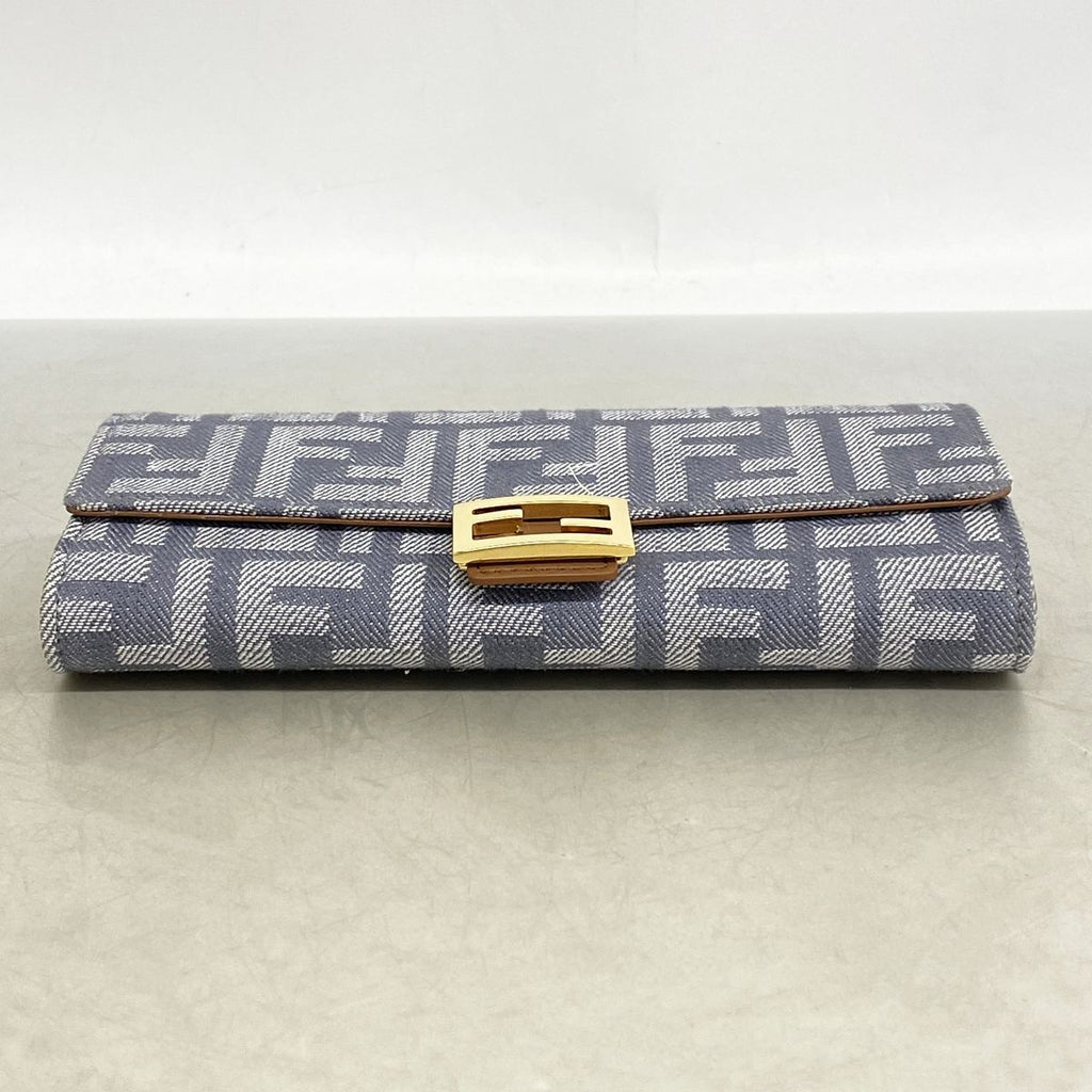 Fendi Wallet on Chain Zucca Canvas Gray Gold Shoulder Bag — view 3