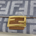 Fendi Wallet on Chain Zucca Canvas Gray Gold Shoulder Bag — view 6