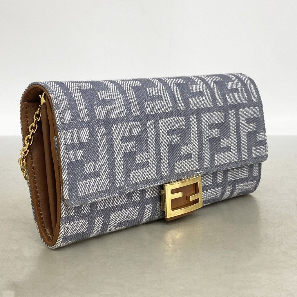 Fendi Wallet on Chain Zucca Canvas Gray Gold Shoulder Bag — view 2