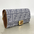 Fendi Wallet on Chain Zucca Canvas Gray Gold Shoulder Bag — view 2