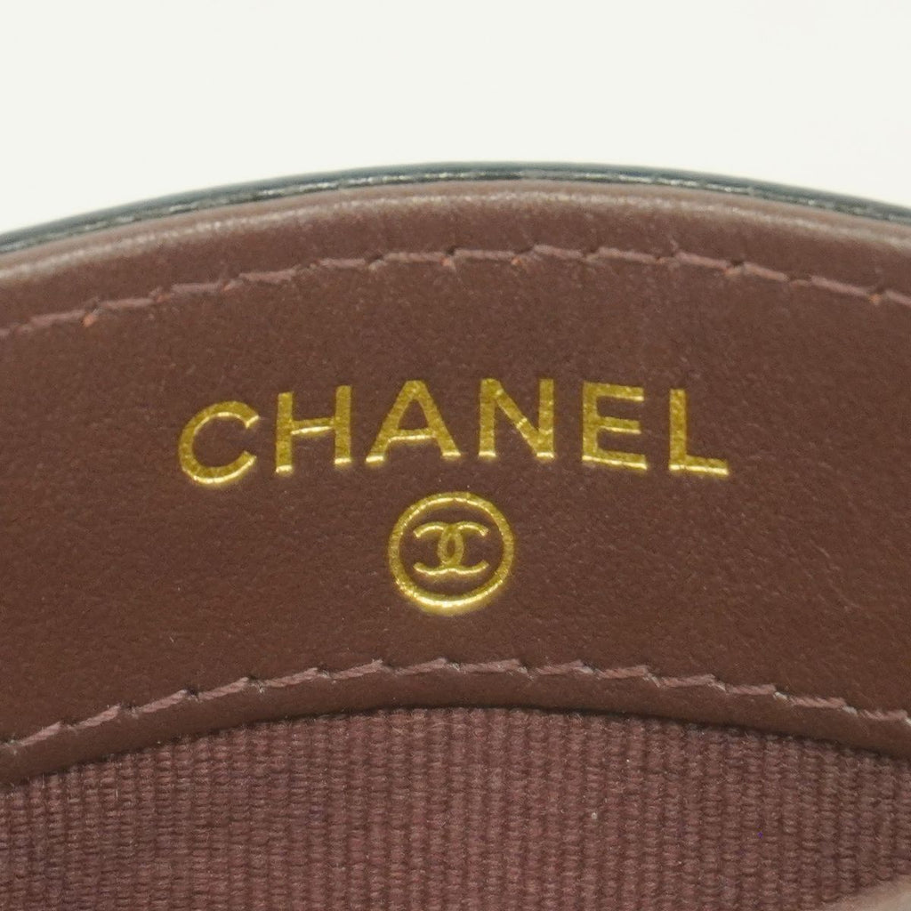 Chanel Card Case Quilted Caviar Leather Black Gold — view 4