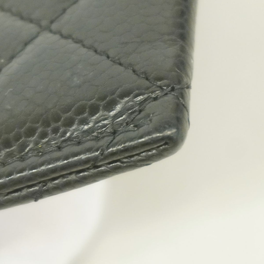 Chanel Card Case Quilted Caviar Leather Black Gold — view 5