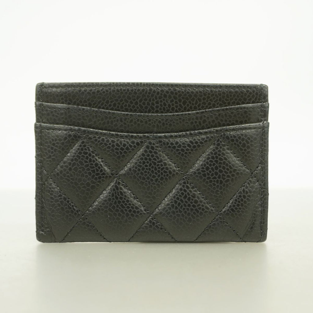 Chanel Card Case Quilted Caviar Leather Black Gold — view 6