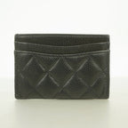 Chanel Card Case Quilted Caviar Leather Black Gold — view 6