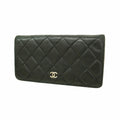 Chanel Wallet Quilted Lambskin Black Silver