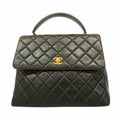 Chanel Handbag Quilted Lambskin Black Gold