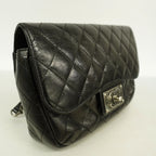 Chanel Shoulder Bag Quilted Calfskin Black Silver — view 2