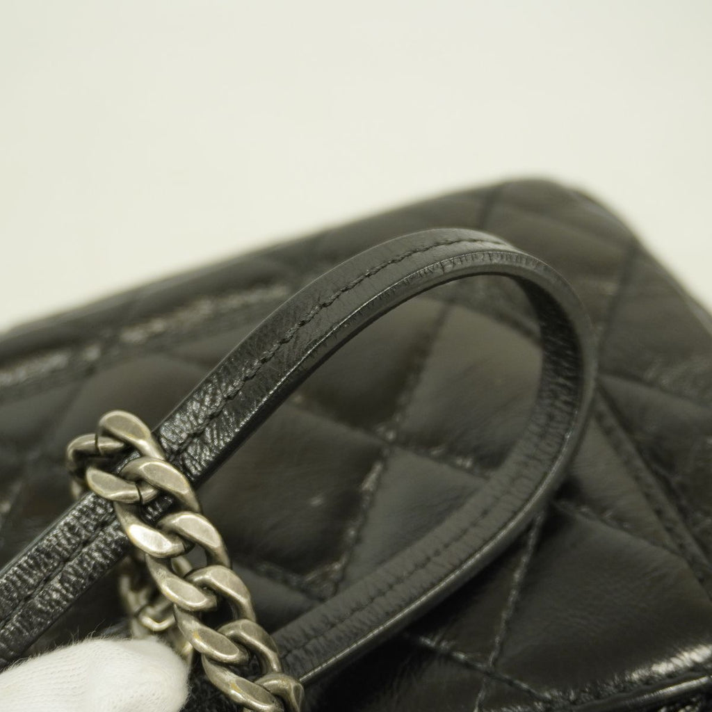 Chanel Shoulder Bag Quilted Calfskin Black Silver — view 7