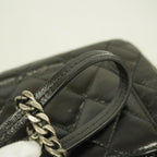 Chanel Shoulder Bag Quilted Calfskin Black Silver — view 7