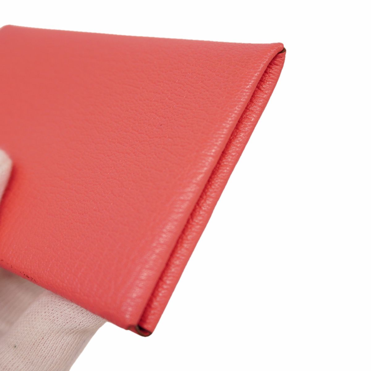 Hermes Card Case Calvi Chevre Mysore Rose Azalea Silver — view 5