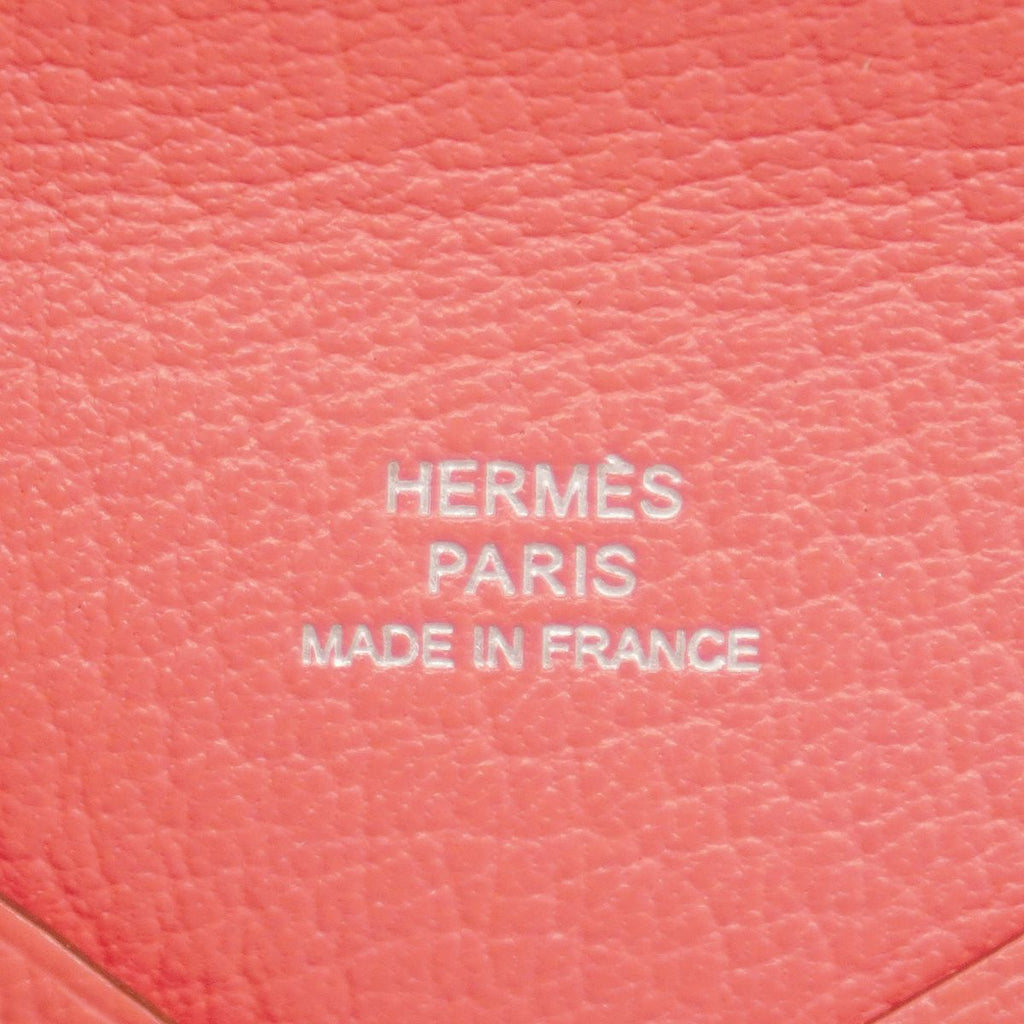 Hermes Card Case Calvi Chevre Mysore Rose Azalea Silver — view 4
