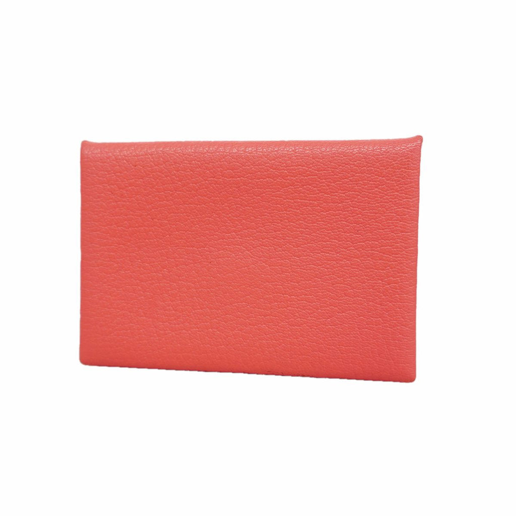 Hermes Card Case Calvi Chevre Mysore Rose Azalea Silver