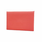 Hermes Card Case Calvi Chevre Mysore Rose Azalea Silver