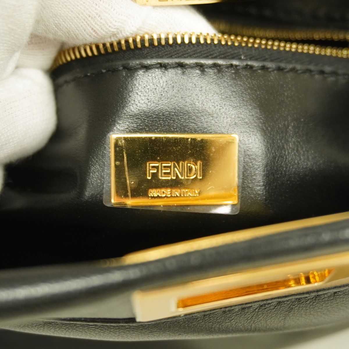 Fendi Handbag Mini Peekaboo Leather Black Gold 2-Way Bag — view 5