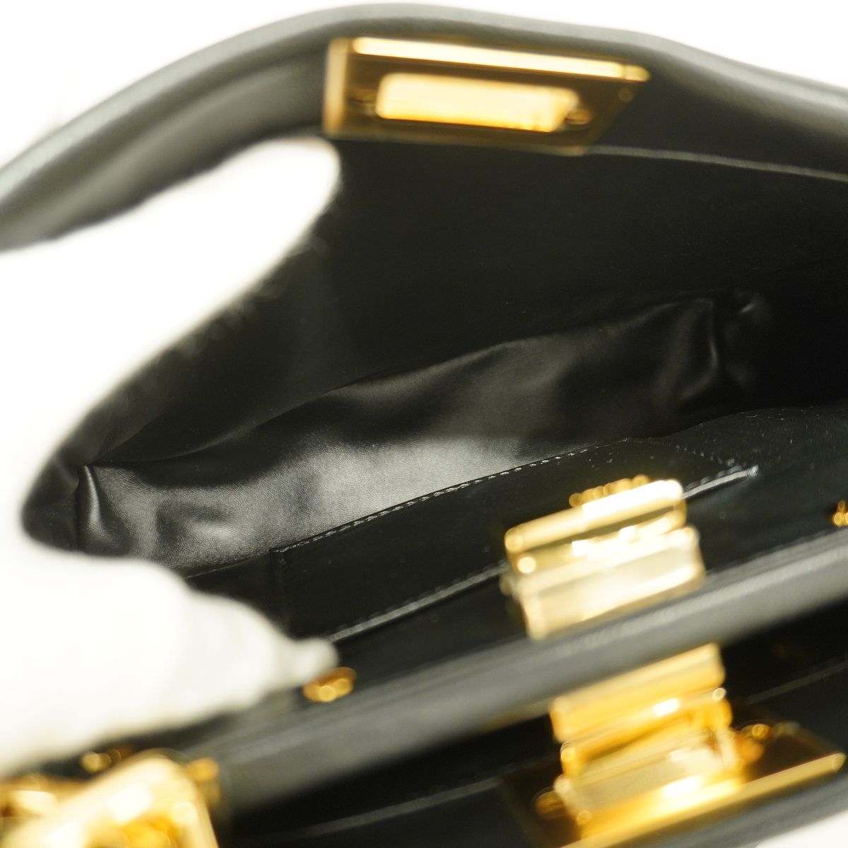 Fendi Handbag Mini Peekaboo Leather Black Gold 2-Way Bag — view 4