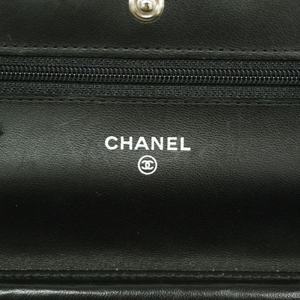Chanel Wallet on Chain Quilted Lambskin Black Silver Shoulder Bag — view 5