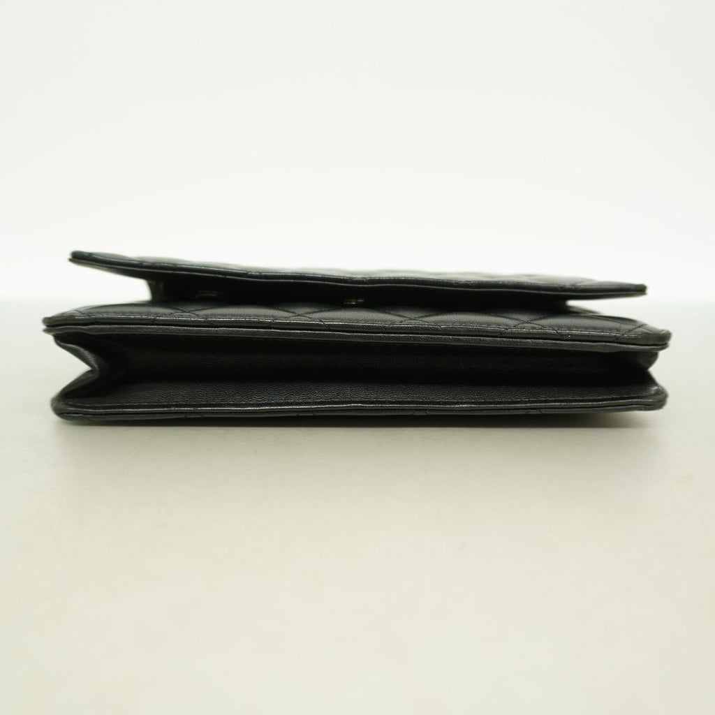 Chanel Wallet on Chain Quilted Lambskin Black Silver Shoulder Bag — view 3