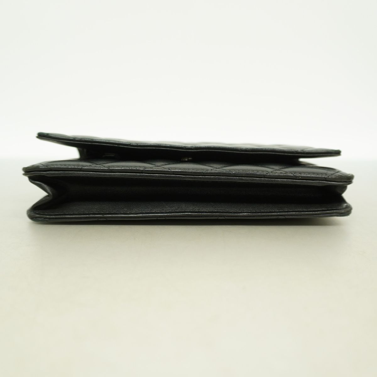 Chanel Wallet on Chain Quilted Lambskin Black Silver Shoulder Bag — view 3
