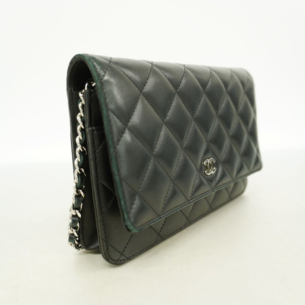 Chanel Wallet on Chain Quilted Lambskin Black Silver Shoulder Bag — view 2