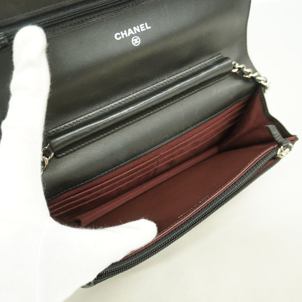 Chanel Wallet on Chain Quilted Lambskin Black Silver Shoulder Bag — view 4