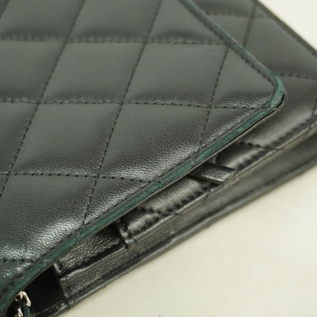 Chanel Wallet on Chain Quilted Lambskin Black Silver Shoulder Bag — view 6