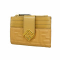 Fendi Coin Purse Zucca Leather Beige Gold