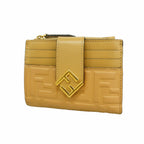 Fendi Coin Purse Zucca Leather Beige Gold