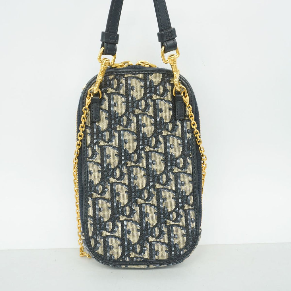 Dior Fon Pouch Oblique Canvas Navy Gold — view 8