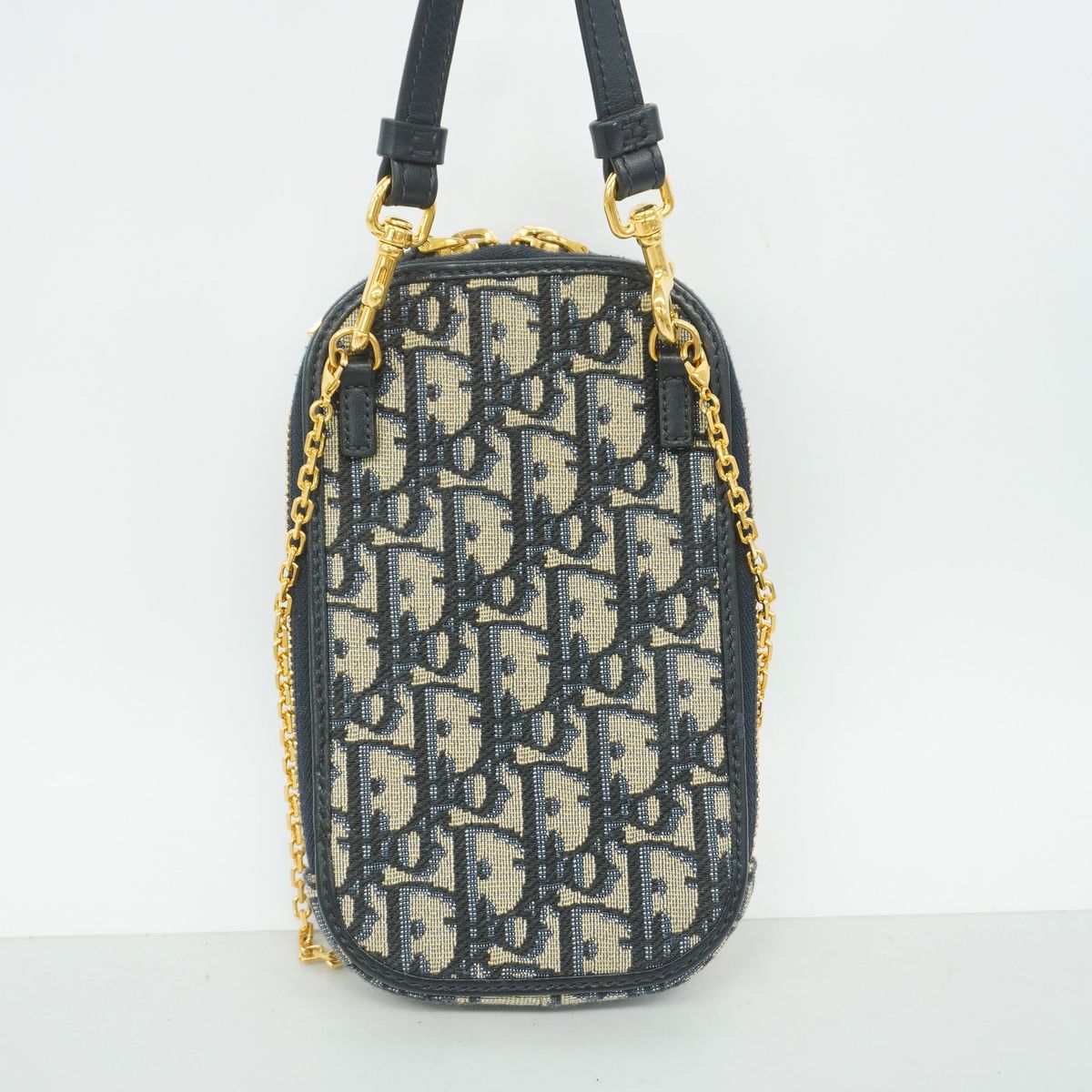 Dior Fon Pouch Oblique Canvas Navy Gold — view 8