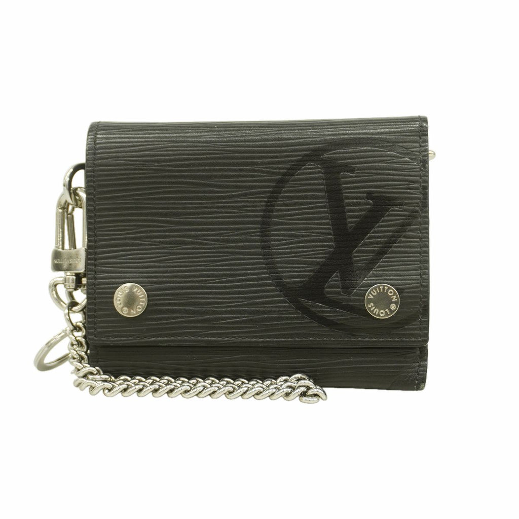 Louis Vuitton Trifold Wallet Epi Chain Compact Noir