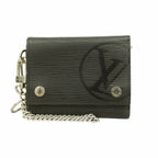 Louis Vuitton Trifold Wallet Epi Chain Compact Noir