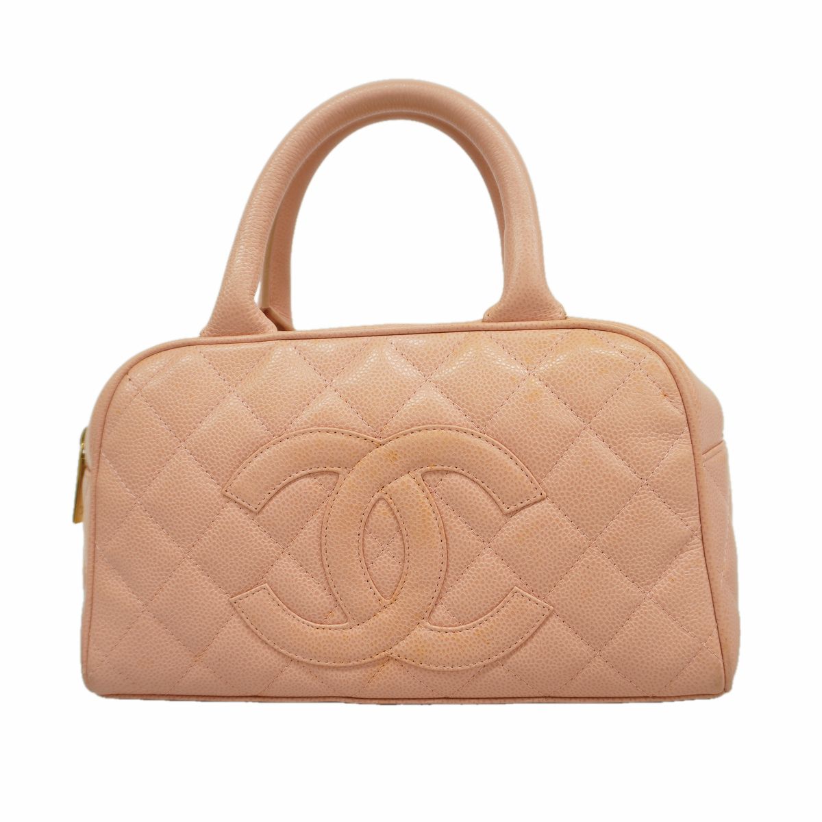 Chanel Handbag Quilted Caviar Leather Pink Gold
