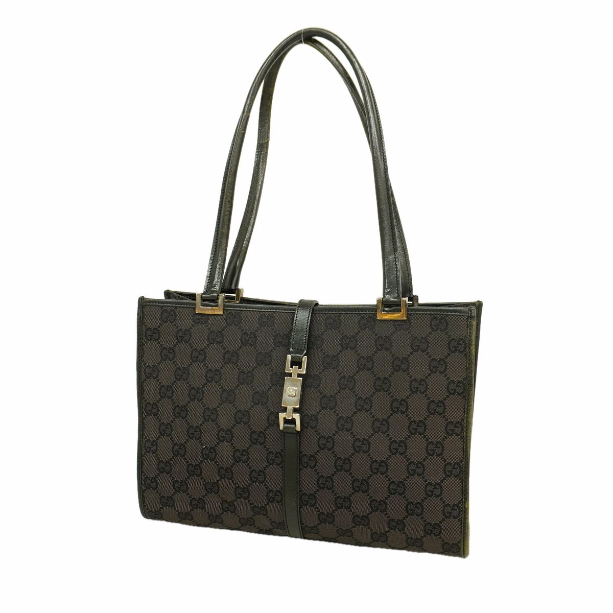 Gucci Shoulder Bag GG Canvas Jackie Black Silver