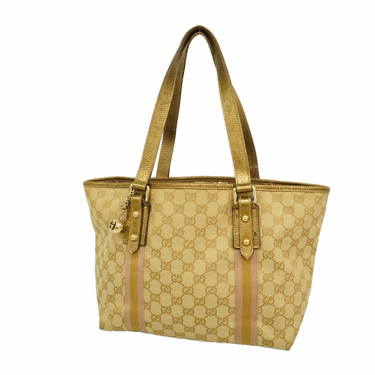 Gucci Tote Bag GG Canvas Beige Gold