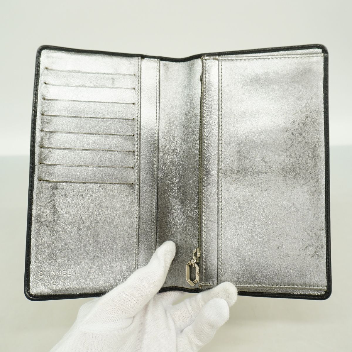 Chanel Wallet Mademoiselle Lambskin Black Silver — view 3