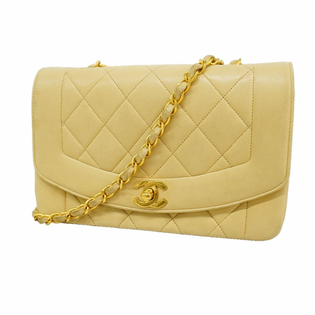 Chanel Shoulder Bag Diana Lambskin Beige Gold