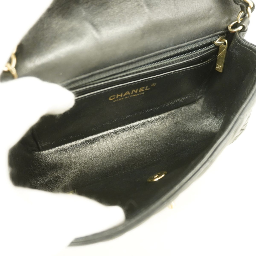 Chanel Shoulder Bag Mini Quilted Lambskin Black Gold — view 4