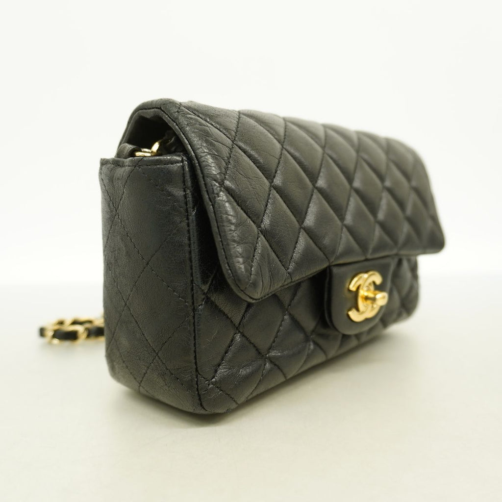 Chanel Shoulder Bag Mini Quilted Lambskin Black Gold — view 2