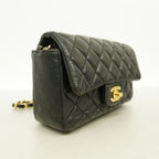 Chanel Shoulder Bag Mini Quilted Lambskin Black Gold — view 2