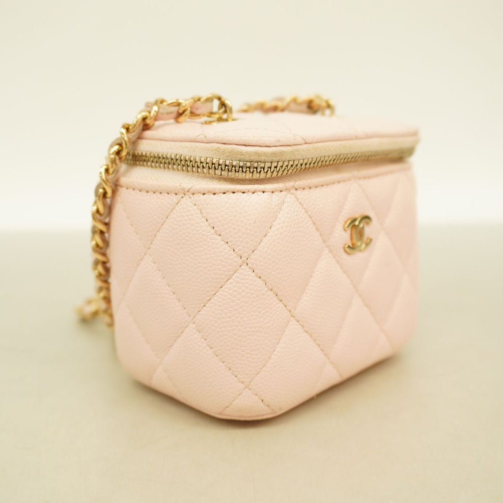 Chanel Vanity Bag Quilted Caviar Leather Pink Gold — view 2